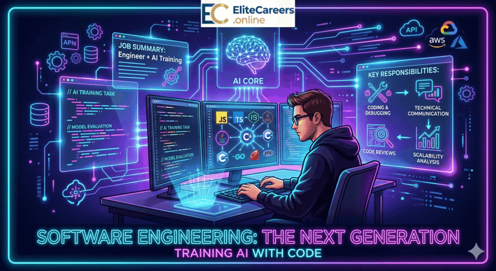 Remote AI training software engineer contract role featured banner for Elite Careers.