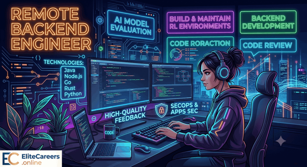Remote Backend Software Engineer contract job opening promotional banner image.