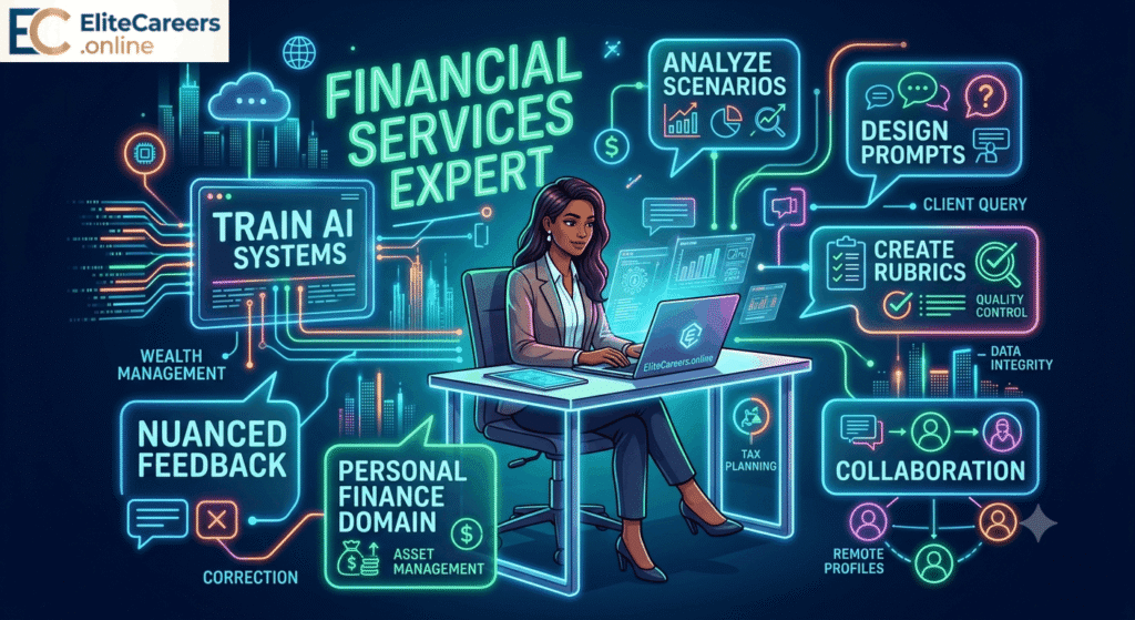 Remote Financial Services Expert AI training career infographic
