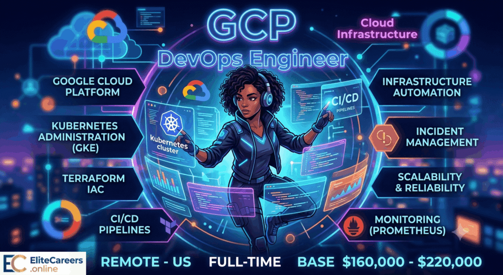 GCP DevOps Engineer remote job opening announcement from EliteCareers.