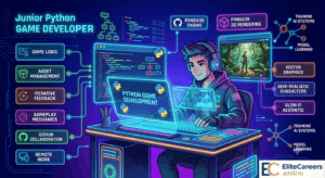 Remote Junior Python Game Developer job opening with Panda3D engine requirements for EliteCareers.