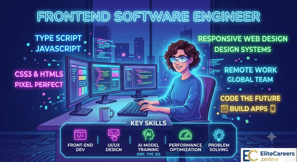 Remote Frontend Software Engineer job opening by EliteCareers for TypeScript and UI developers.