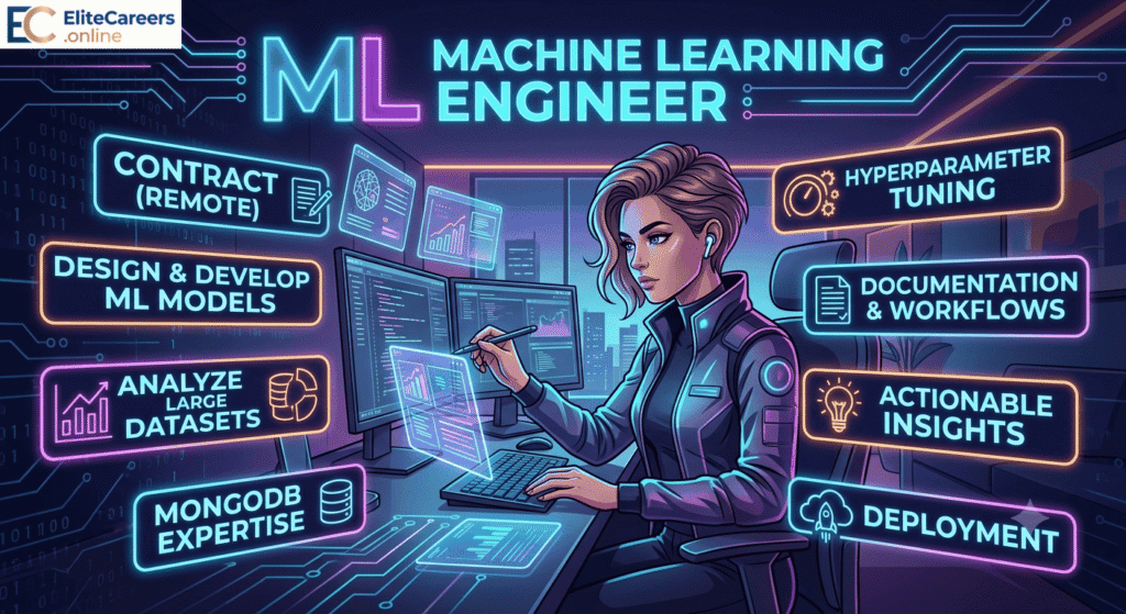 Remote Machine Learning Engineer job opening at EliteCareers for Python and MongoDB experts